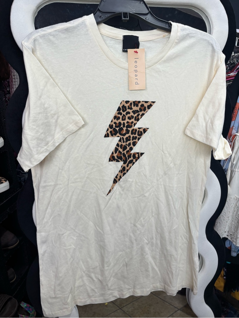 Sweet Claire Cream Camisole with Leopard Lightning Bolt